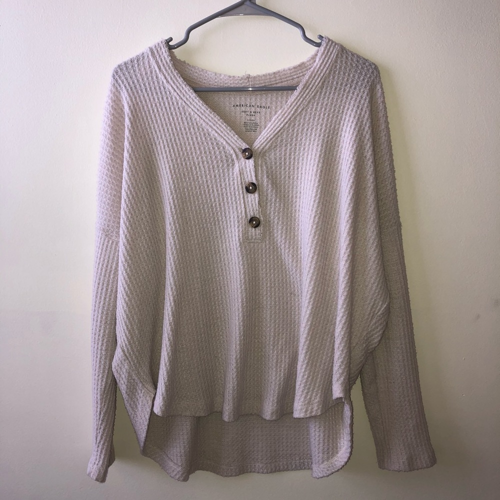 American Eagle, cream, flowy, long-sleeve, size s